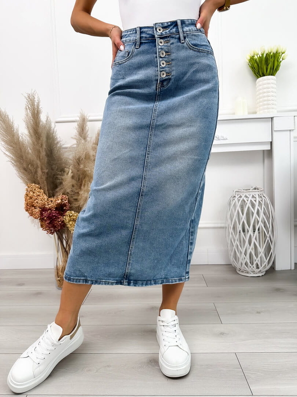 Spódnica ModnaKiecka.pl z jeansu midi w stylu casual