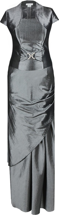 Srebrna sukienka Fokus asymetryczna z okrągłym dekoltem