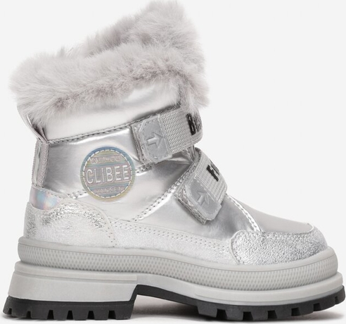 Srebrne buty dziecięce zimowe born2be