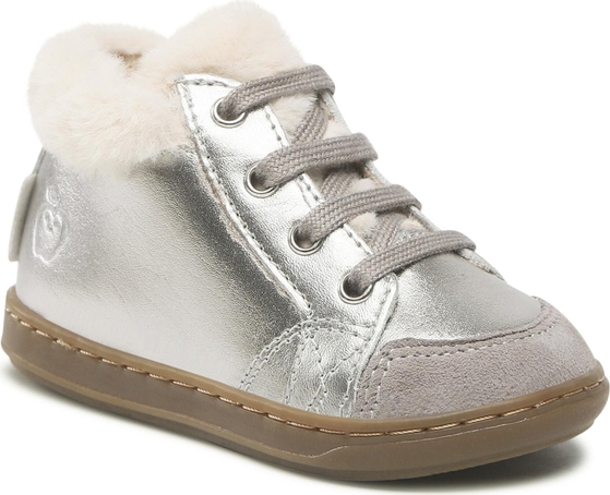 Srebrne buty dziecięce zimowe Shoo Pom