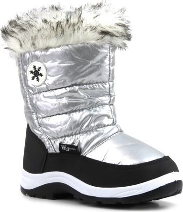 Srebrne buty dziecięce zimowe Wojtyłko sznurowane z wełny