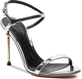 Srebrne sandały Elisabetta Franchi na szpilce z klamrami