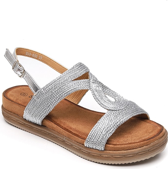 Srebrne sandały Sixth Sens w stylu casual z tkaniny