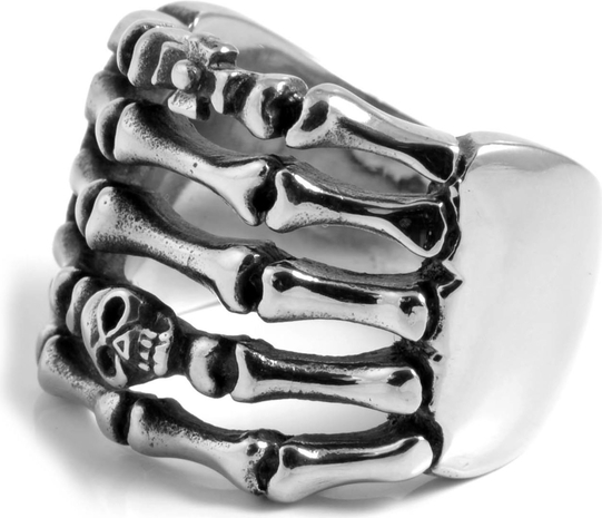 Steelcz Stalowy pierścień z czaszką i kośćmi