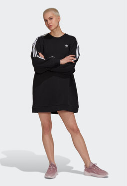 Sukienka Adidas z długim rękawem z okrągłym dekoltem w sportowym stylu