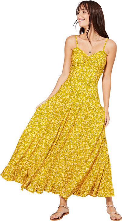 Sukienka Aller Simplement maxi rozkloszowana z dekoltem w kształcie litery v