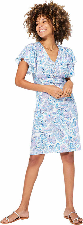 Sukienka Aller Simplement mini z dekoltem w kształcie litery v z krótkim rękawem