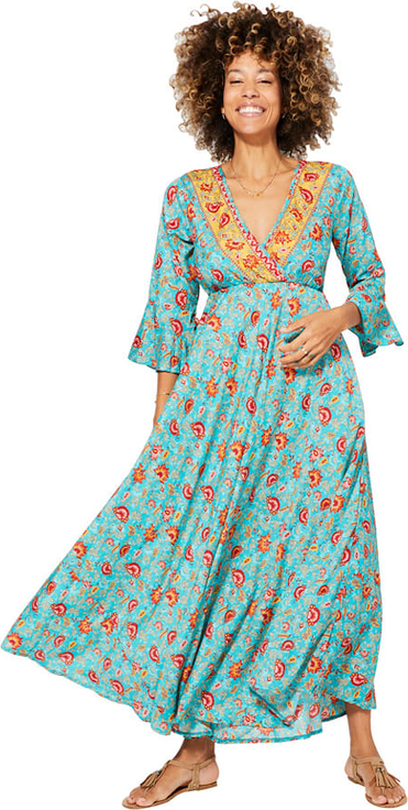 Sukienka Aller Simplement w stylu casual z dekoltem w kształcie litery v dla puszystych