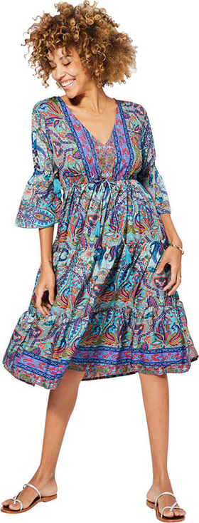 Sukienka Aller Simplement z dekoltem w kształcie litery v dla puszystych w stylu casual