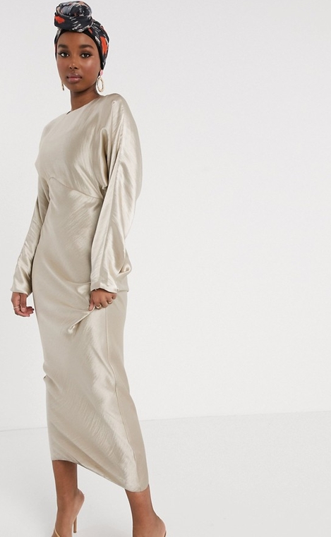 Sukienka Aso Design w stylu casual midi z długim rękawem