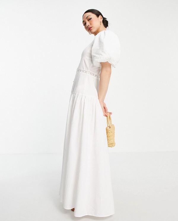 Sukienka Asos maxi z dekoltem w kształcie litery v z krótkim rękawem