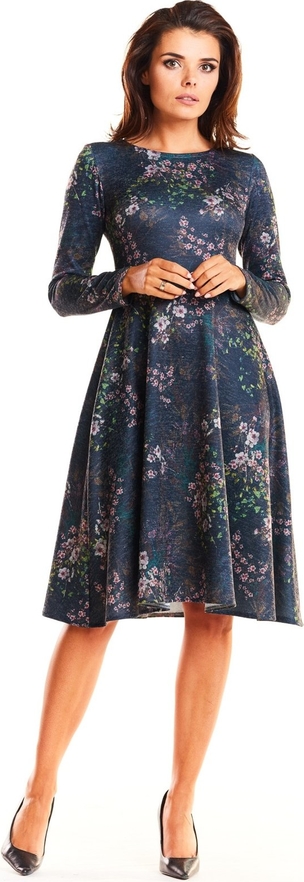 Sukienka Awama midi z dzianiny z okrągłym dekoltem