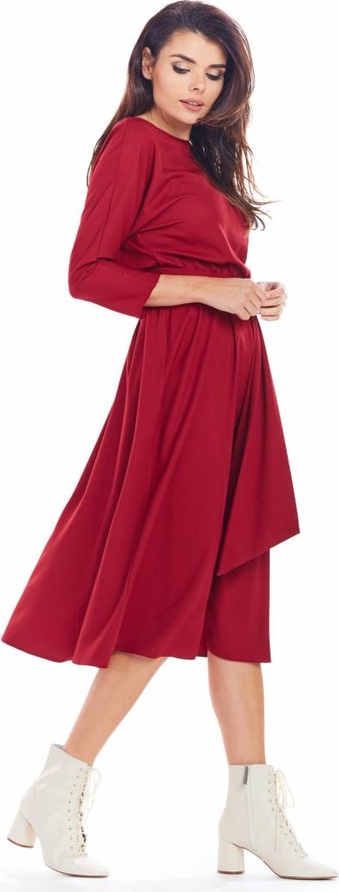 Sukienka Awama z tkaniny z długim rękawem midi