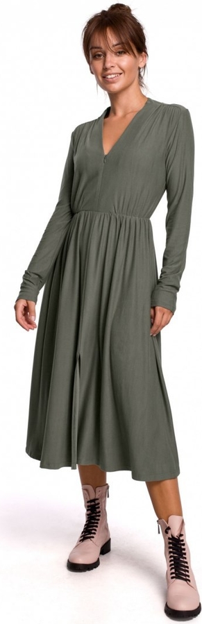Sukienka Be midi z bawełny z długim rękawem