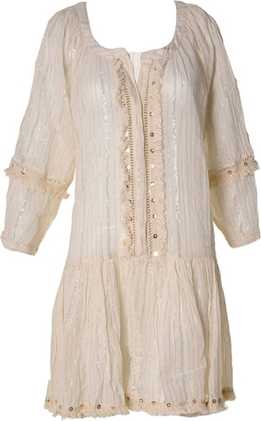 Sukienka Boho Style z okrągłym dekoltem z bawełny mini