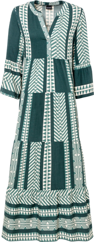 Sukienka bonprix z długim rękawem z dekoltem w kształcie litery v maxi