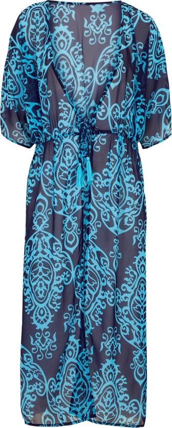 Sukienka bonprix z krótkim rękawem maxi z dekoltem w kształcie litery v