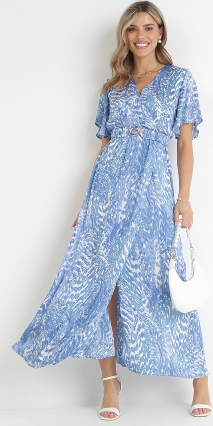 Sukienka born2be maxi w stylu casual z dekoltem w kształcie litery v