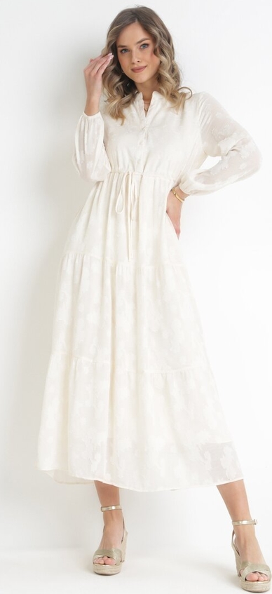 Sukienka born2be maxi z tkaniny z dekoltem w kształcie litery v