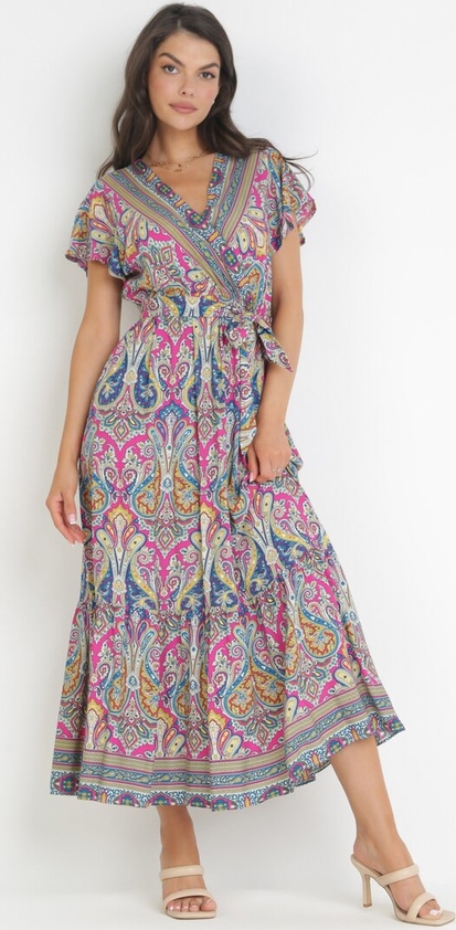 Sukienka born2be z dekoltem w kształcie litery v maxi w stylu casual