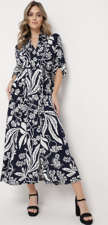 Sukienka born2be z dekoltem w kształcie litery v w stylu casual maxi