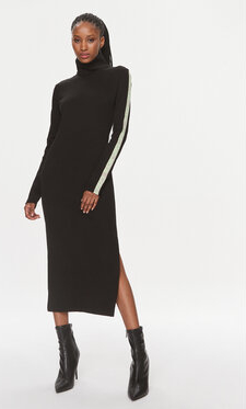 Sukienka Calvin Klein midi z długim rękawem w stylu casual