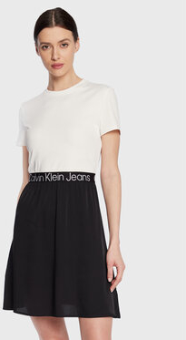 Sukienka Calvin Klein mini z krótkim rękawem z okrągłym dekoltem