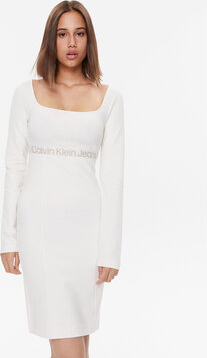 Sukienka Calvin Klein z długim rękawem dopasowana