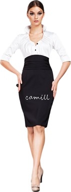 Sukienka Camill Fashion z długim rękawem dla puszystych midi