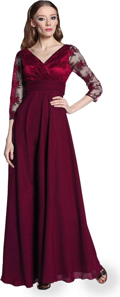 Sukienka Camill Fashion z długim rękawem z dekoltem w kształcie litery v z tkaniny