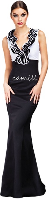 Sukienka Camill Fashion z tkaniny z żabotem dla puszystych
