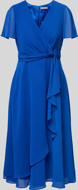 Sukienka Christian Berg z krótkim rękawem maxi z dekoltem w kształcie litery v