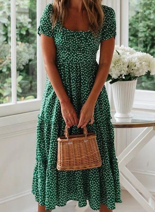 Sukienka Cikelly z krótkim rękawem w stylu casual z okrągłym dekoltem