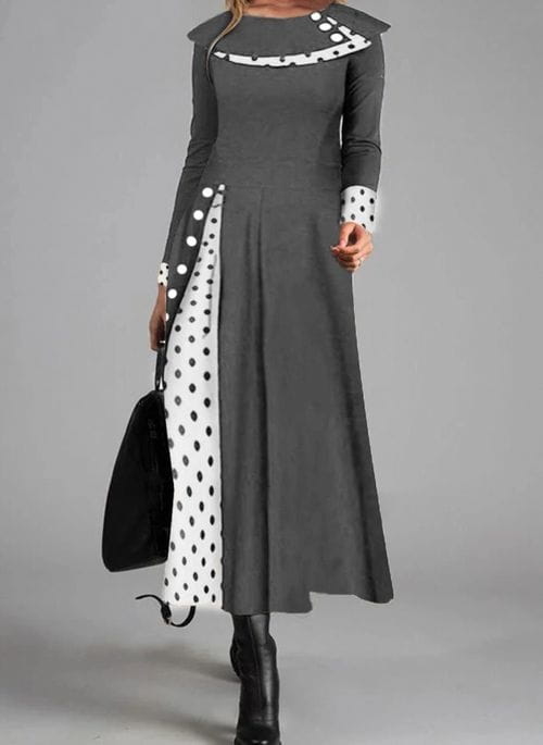 Sukienka Cikelly z okrągłym dekoltem z długim rękawem maxi