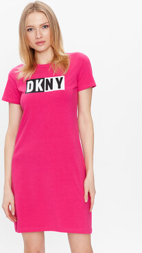 Sukienka DKNY prosta z krótkim rękawem z okrągłym dekoltem