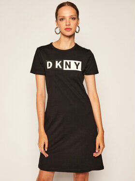 Sukienka DKNY z okrągłym dekoltem mini z krótkim rękawem
