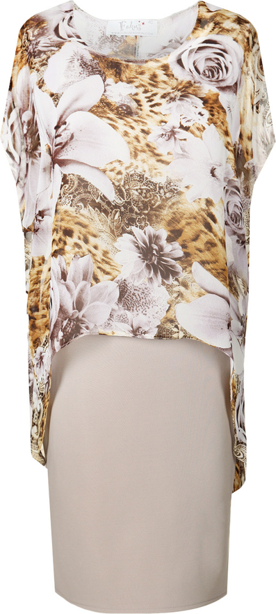 Sukienka Fokus asymetryczna z tkaniny z okrągłym dekoltem