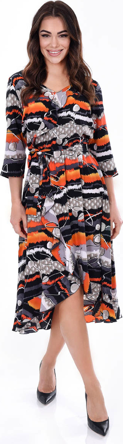 Sukienka Fokus midi z dekoltem w kształcie litery v z tkaniny
