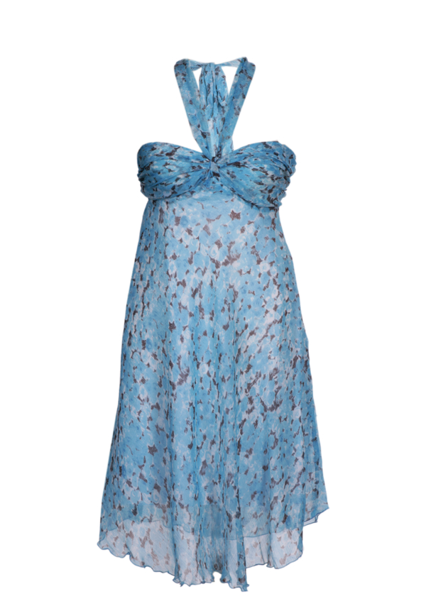 Sukienka Fokus rozkloszowana z dekoltem halter