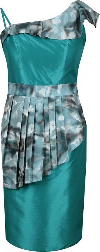 Sukienka Fokus z asymetrycznym dekoltem asymetryczna z tkaniny