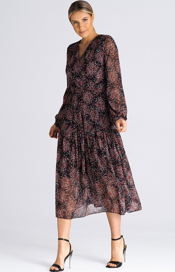 Sukienka Fokus z dekoltem w kształcie litery v w stylu casual rozkloszowana