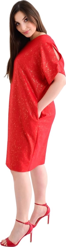 Sukienka Fokus z okrągłym dekoltem midi z krótkim rękawem