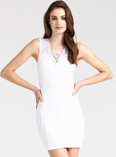 Sukienka Guess z dekoltem w kształcie litery v mini bez rękawów