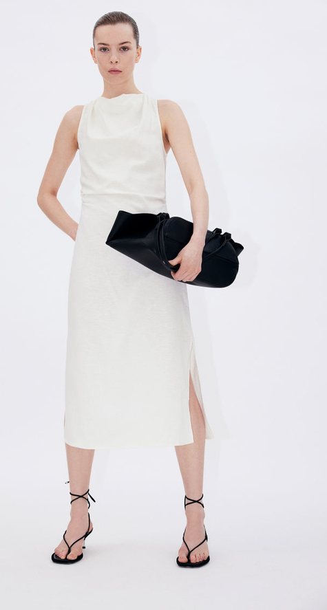 Sukienka H & M bez rękawów z okrągłym dekoltem midi