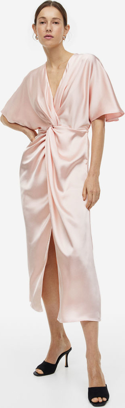 Sukienka H & M kopertowa z satyny z dekoltem w kształcie litery v