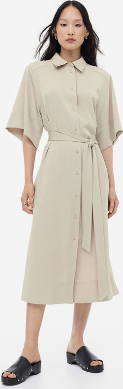 Sukienka H & M koszulowa z długim rękawem midi