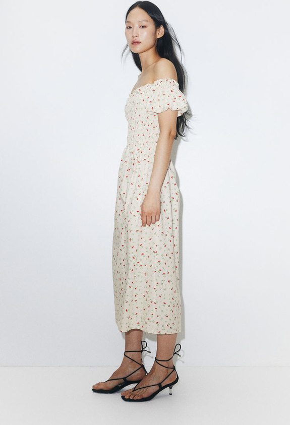 Sukienka H & M maxi z bawełny z odkrytymi ramionami