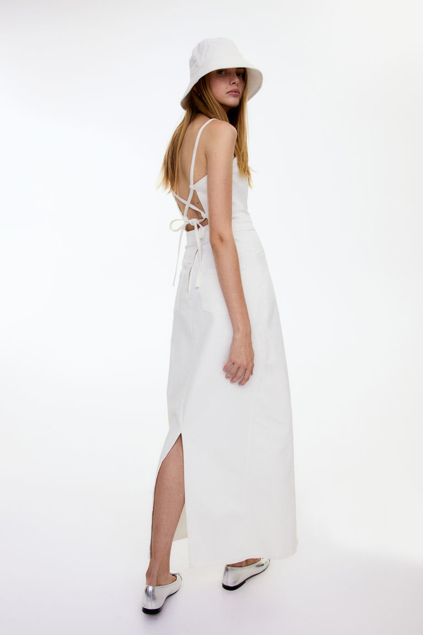 Sukienka H & M maxi z dekoltem w karo w stylu casual