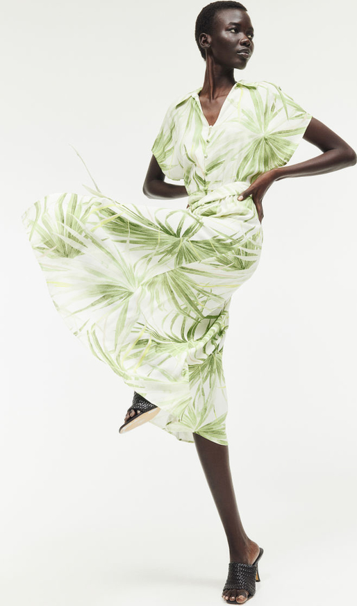 Sukienka H & M midi z dekoltem w kształcie litery v szmizjerka