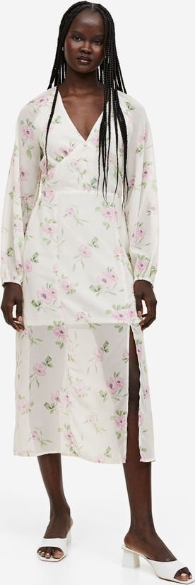 Sukienka H & M midi z tkaniny z długim rękawem